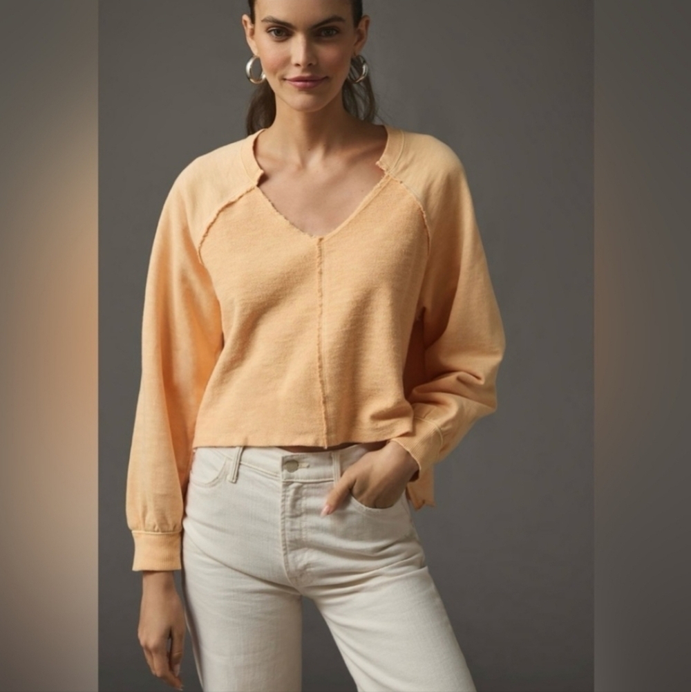 PILCRO REWORKED POPOVER ORANGE SWEATSHIRT SZ M